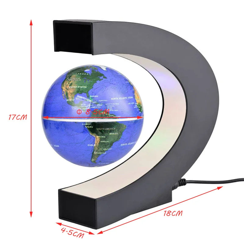 Globo de luz de levitação magnética flutuante Mapa do mundo